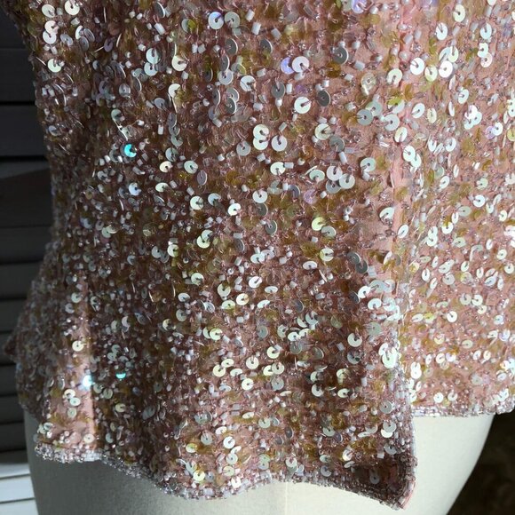 Vintage Beaded Sequined Pink Silk Blouse XL - Picture 14 of 14